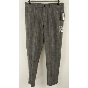 New Perry Ellis Textured Performance Slim Dress Pants Men's 32 x 32 Gray Plaid